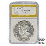 1890-CC Morgan Silver Dollar PGA MS61 PL