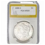 1888-S Morgan Silver Dollar PGA MS64