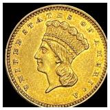 1862 Gold $1 Indian Princess Head CLOSELY UNCIRCUL