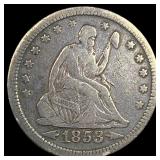 1853 Arrows Seated Liberty Quarter LIGHTLY CIRCULA