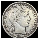 1898 Silver Half Dollar (Barber) LIGHTLY CIRCULATE
