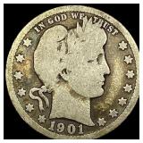 1901 Barber Silver Quarter NICELY CIRCULATED