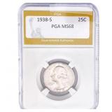1938-S Washington Silver Quarter PGA MS68