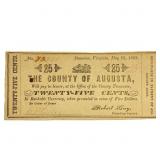 1862 25C County of Agusta Fractional Currency