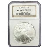 2008 Silver Eagle NGC GEM UNC