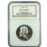 1963 Franklin Half Dollar NGC PF67 Cameo