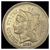 1868 Nickel Three-Cent Piece ABOUT UNCIRCULATED