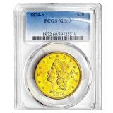 1874-S $20 Gold Double Eagle PCGS MS60