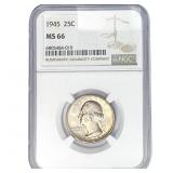 1945 Washington Silver Quarter NGC MS66