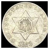 1852 Silver Three-Cent Piece NEARLY  UNCIRCULATED