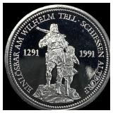 1986 Platinum 1 oz Swiss Shooting Thaler  CHOICE