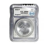 2022-P Austrailia 1oz Silver Dollar-Kangaroo ICG M
