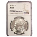 1885-O Morgan Silver Dollar NGC MS62