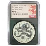 2024 Austrailia 1oz Silver $1-Year of the Dragon