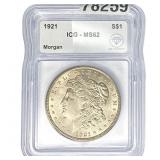 1921 Morgan Silver Dollar ICG MS62