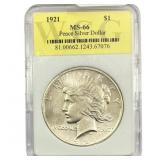 1921 Silver Peace Dollar WCG MS66