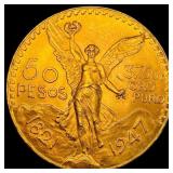 1947 Mexico Gold 50 Pesos UNCIRCULATED