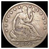 1853 Arrows Rays Seated Liberty Half Dollar LIGHTL