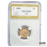 1864 Indian Head Cent PGA MS66 Red