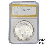 1922-D Silver Peace Dollar PGA MS65