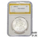 1890-S Morgan Silver Dollar PGA MS65