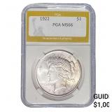 1922 Silver Peace Dollar PGA MS66