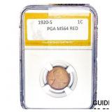 1920-S Wheat Cent PGA MS64 RED