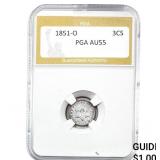 1851-O Silver Three Cent PGA AU55