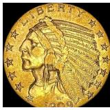 1909 Indian Head $5 Gold Half Eagle CLOSELY UNCIRC