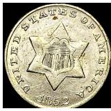 1852 Silver Three-Cent Piece NEARLY  UNCIRCULATED