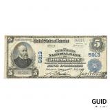 1902 $5 Bank of Johnstown Pennslvania Large Note