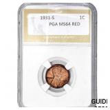 1931-S Wheat Cent PGA MS64 RED