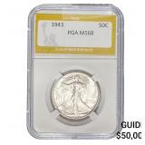 1943 Walking Liberty Half Dollar PGA MS68