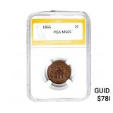 1866 Two Cent Piece PGA MS65