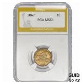 1867 Flying Eagle Cent PGA MS64
