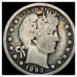 1893-S Silver Barber Quarter NICELY CIRCULATED