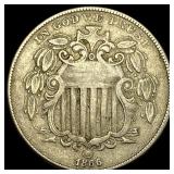 1866 Shield Nickel NEARLY UNCIRCULATED