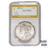 1891-S Morgan Silver Dollar PGA MS63