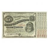 1886 $5 State of Louisiana Bond