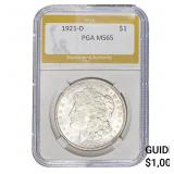 1921-D Morgan Silver Dollar PGA MS65