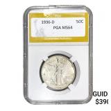 1936-D Walking Liberty Half Dollar PGA MS64