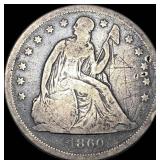 1860-O Silver Seated Liberty Dollar NICELY CIRCULA