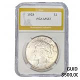 1928 Silver Peace Dollar PGA MS67