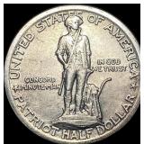 1925 Silver Lexington-Concord Half Dollar NEARLY U