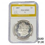 1887 Morgan Silver Dollar PGA MS65 PL