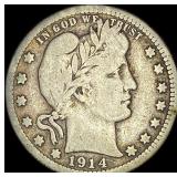 1914-S Barber Silver Quarter NICELY  CIRCULATED