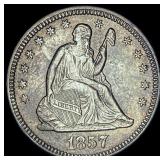 1857-O Silver Seated Liberty Quarter CHOICE  AU