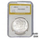1880-S Morgan Silver Dollar PGA MS65