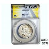 1950 Franklin Half Dollar ANACS MS66