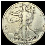 1938-D Silver Walking Liberty Half Dollar LIGHTLY